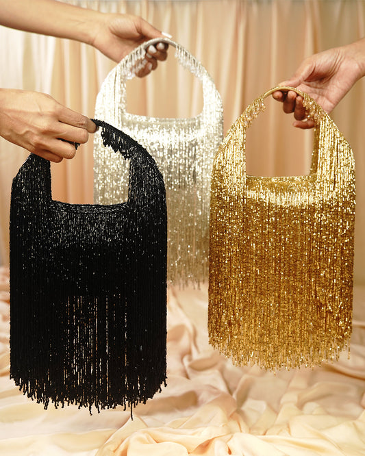 Fringe Gala Beaded Clutch Bag