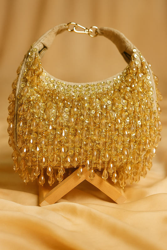 Glitzelle Crystal Cascade Party Clutch Bag-Silver