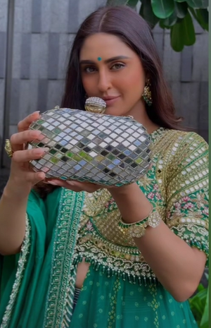 Aabha Mirror Clutch - Champagne