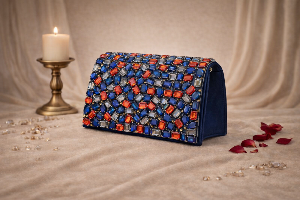 Astraea Gemstone Clutch Bag (Royal Blue) | Handcrafted Couture Evening Clutch – ORAYA