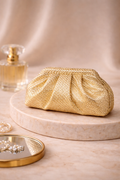 Aurelia Metallic Clutch Bag | Puffed Sculpted Evening Clutch in Gold Mini – ORAYA