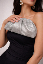 Aurelia Metallic Clutch Bag | Puffed Sculpted Evening Clutch in silver Mini – ORAYA