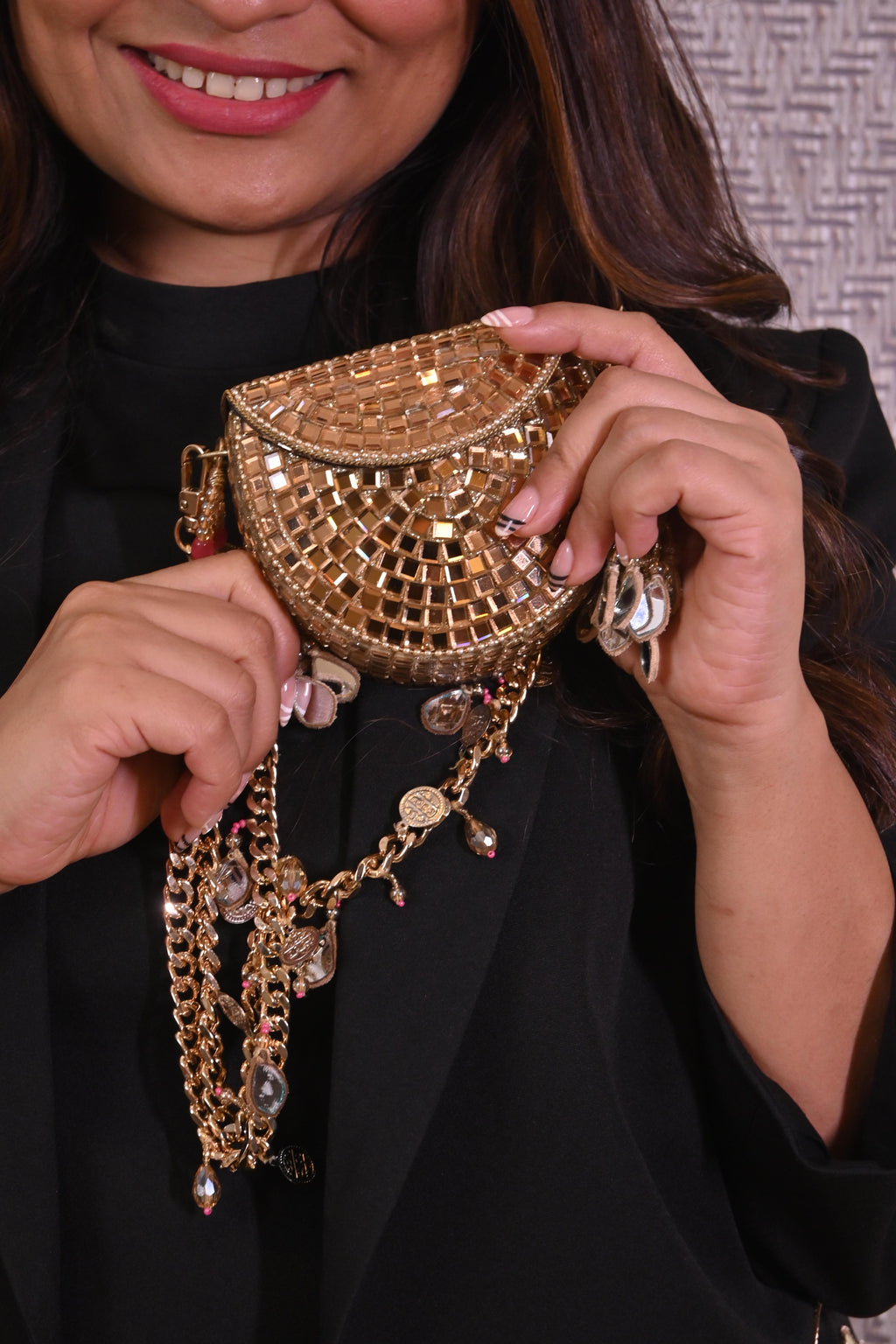 Celeste Mini Mirror Clutch Bag (Gold) | Handcrafted Evening & Wedding Bag – ORAYA