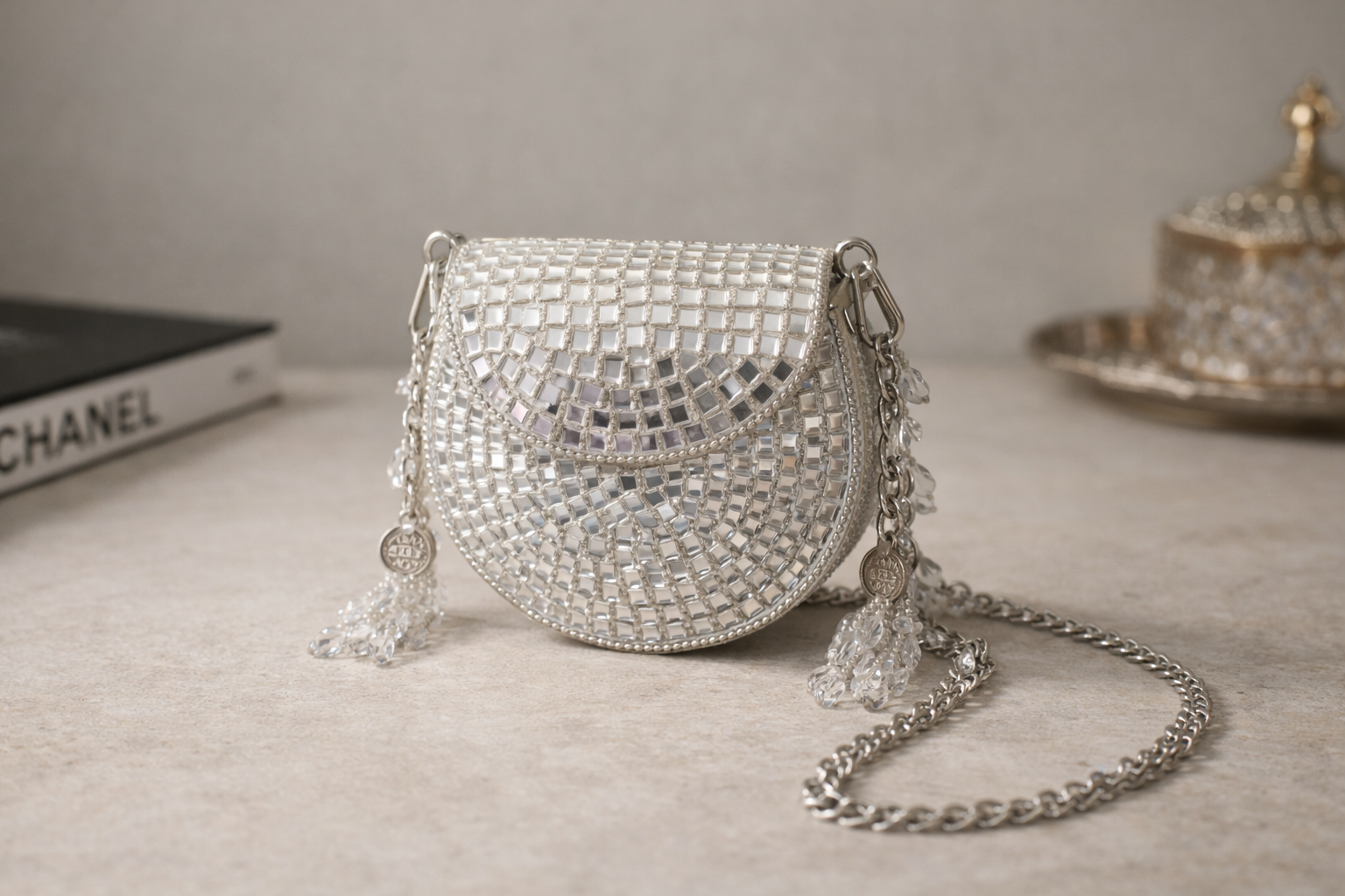 Celeste Mini Mirror Clutch Bag (Gold) | Handcrafted Evening & Wedding Bag – ORAYA