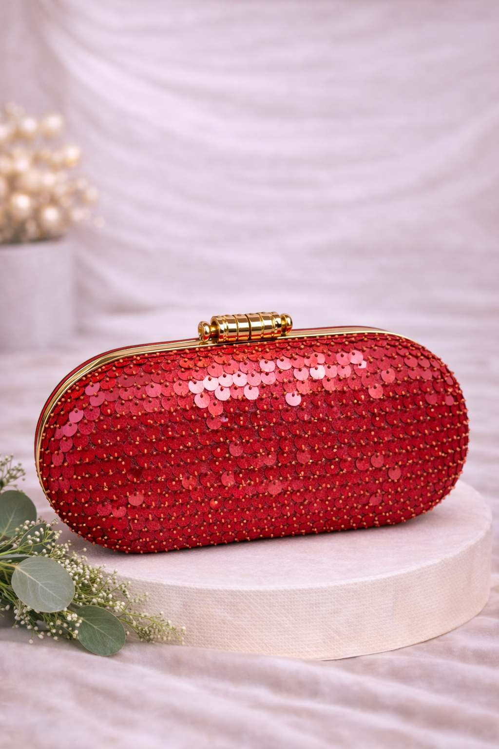 Elara Sequin Clutch Bag (Black) - Crystal Handle Evening & Wedding Clutch – ORAYA