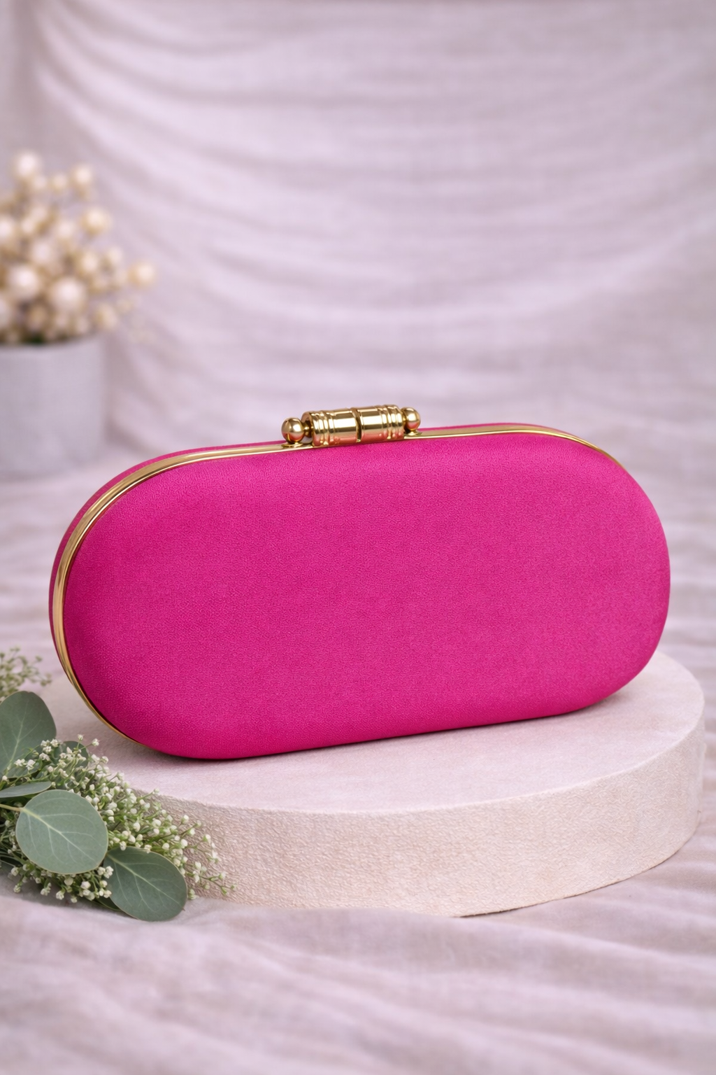 Elara Sequin Clutch Bag (Dark Pink) - Crystal Handle Evening & Wedding Clutch – ORAYA