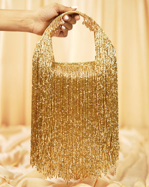 Fringe Gala Beaded Clutch Bag