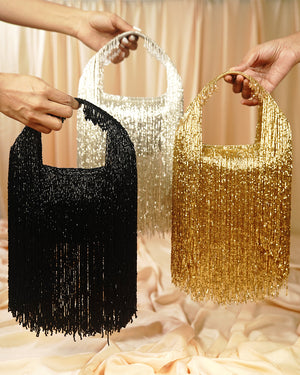 Fringe Gala Beaded Clutch Bag