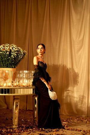 Glitzelle Crystal Cascade Party Clutch Bag-Silver