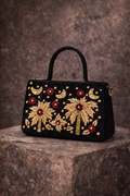 Palmera Ivory Black Hand-Embroidered Crossbody Bag | Luxury Festive Bag