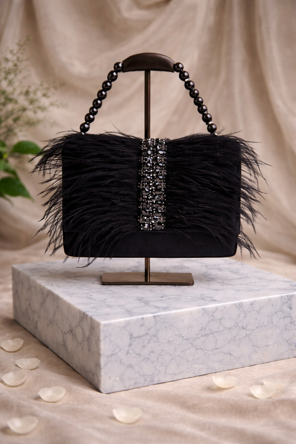 Pluméa Feather Flap Clutch Bag (Black Onyx) | Couture Evening Statement Bag – ORAYA