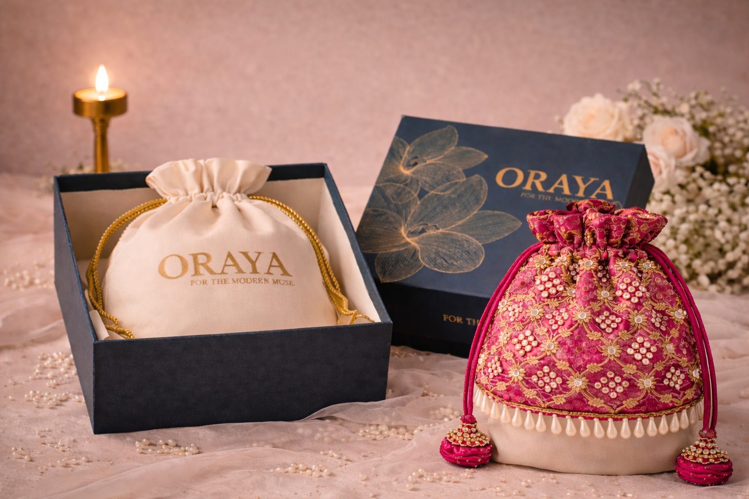 Varnika Potli Bag – Handcrafted Embroidered Bridal Accessory - Rani