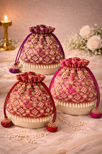 Varnika Potli Bag (Red) – Handcrafted Embroidered Bridal Accessory - Oraya