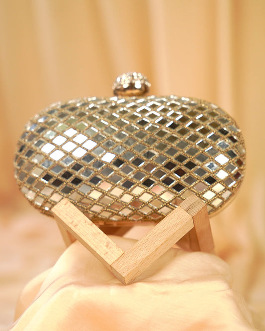 Aabha Mirror Clutch - Champagne
